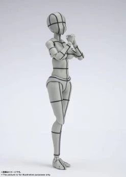 Bandai S.H. Figuarts Woman Female Body Chan (Yabuki Kentaro Ver.) Wireframe Gray Color Ver. Action Figure -Toy Shop 4573102633002a